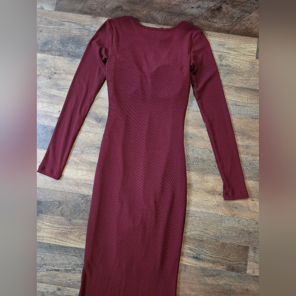 Popilush Women's Dark Red Long Sleeve Shapewear Tummy Control Maxi Dress Size XS - Picture 9 of 10